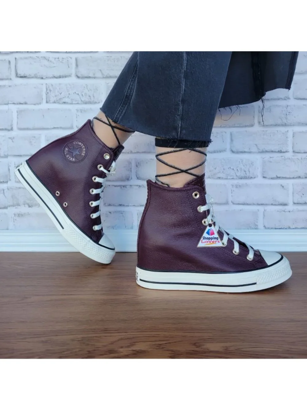 ❤️Converse Chuck Taylor All Star Wedge 8 Womens Shoes Sneaker Burgundy A12349C - Picture 5 of 13
